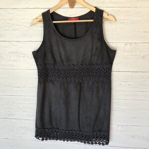 Tredy Top Womens SZ 8 Dark Purple Gray Embroidered Faux Suede Indie Tank Dress
